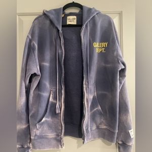 Gallery Dept Sun Faded Blue Logo Zip Up Hoodie